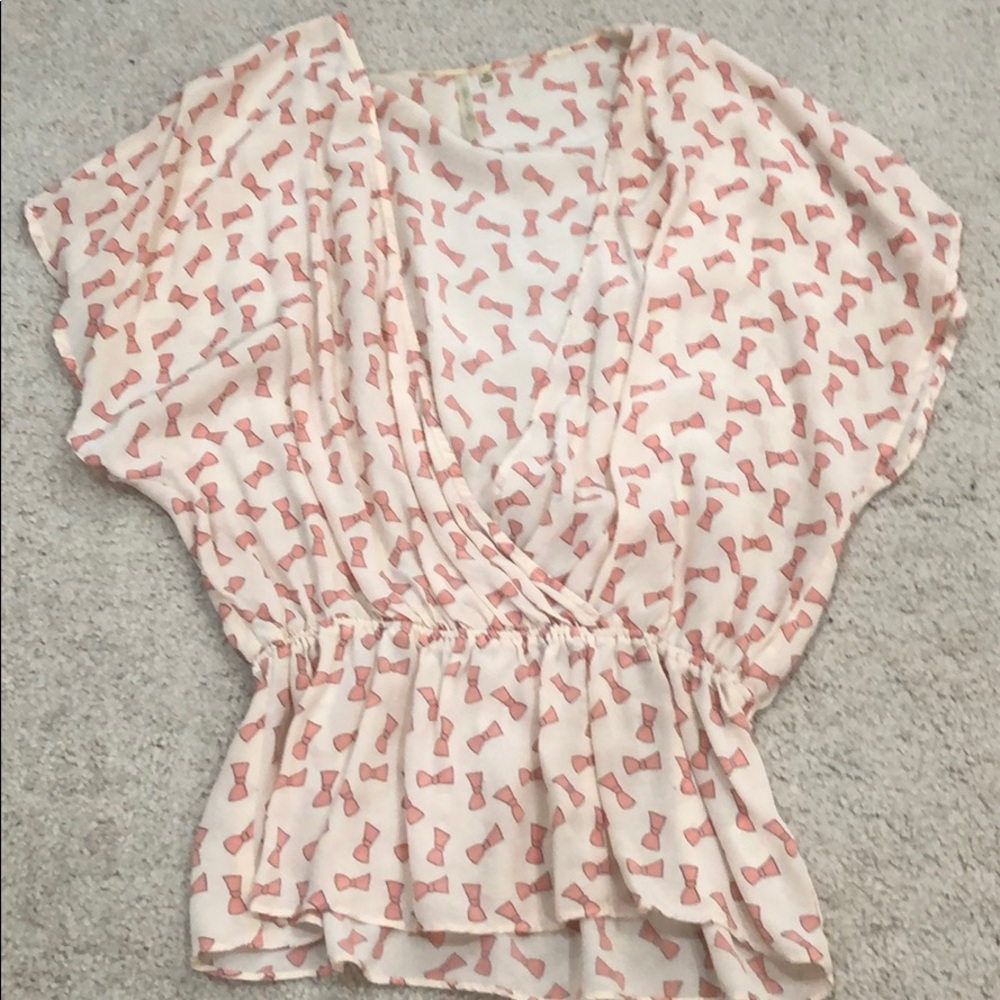 Blush and pink petticoat alley bow blouse